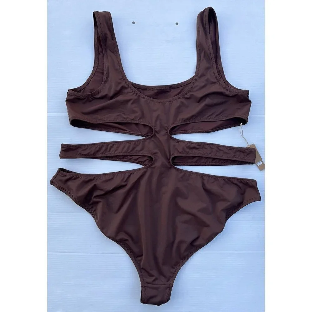 NWT SKIMS Plus Kim K Swim Wear Monokini Swimsuit Cocoa 3X (SW-MKN-0013)